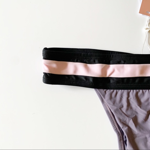 Pilyq NWT Purple Color Block Cheeky Bikini Bottoms - Picture 4 of 9